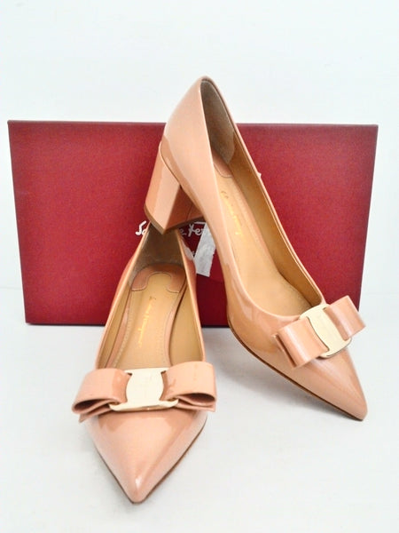 Salvatore Ferragamo Women's Alice 55 New Blush Patent Calf Size 5.5 B